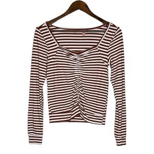 Buckle Willow + Root Women’s‎ Long Sleeve Top Size Small Brown and White Striped